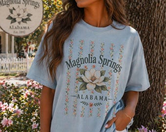 Magnolia Springs Alabama TShirt | Floral State Souvenir | Magnolia Springs AL Tee | southern cottagecore, Floral Orange Beach, Vintage Shirt
