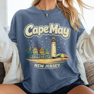 Cape May Lighthouse Beach T-Shirt | New Jersey Shore | Cape May NJ | Atlantic Ocean, Delaware Bay | Lewes Ferry | Wildwood NJ | Stone Harbor