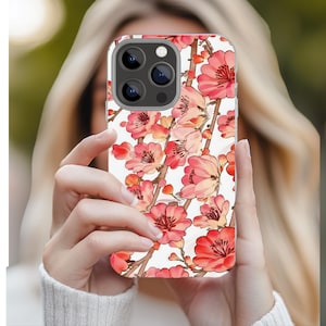Floral Phone Case, Tough Pouch for Women, Gift for Her, Spring Accessory, Blossoms Design, Cute Cover for iPhone