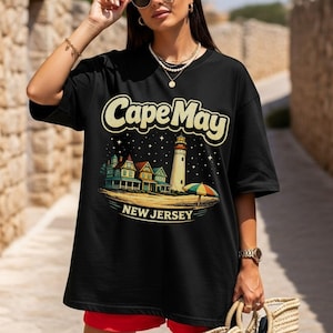 Cape May Lighthouse Beach T-Shirt | New Jersey Shore | Cape May NJ | Atlantic Ocean, Delaware Bay | Lewes Ferry | Wildwood NJ | Stone Harbor