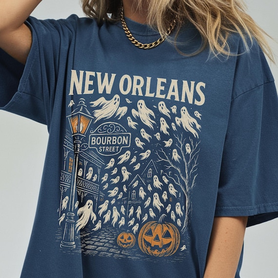 New Orleans Ghosts T-Shirt, Spooky Tee, Halloween Shirt, Louisiana Ghost Haunting Tshirt, Bourbon Street Haunted Tour Shirt, Historic Town -