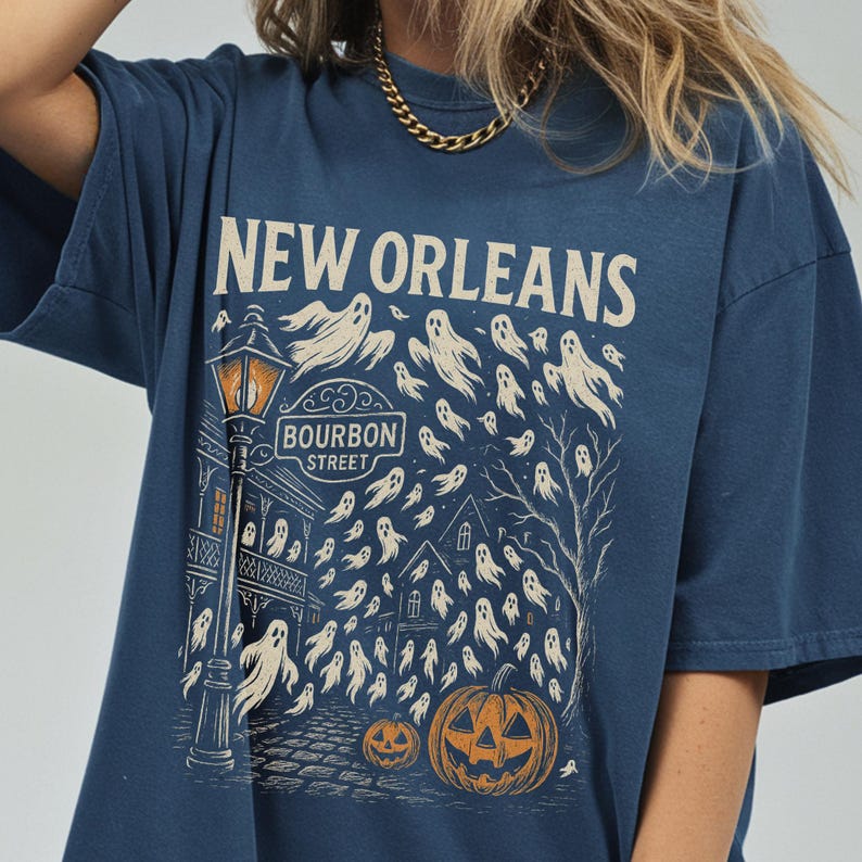 New Orleans Ghosts T-Shirt, Spooky Tee, Halloween Shirt, Louisiana Ghost Haunting Tshirt, Bourbon Street Haunted Tour Shirt, Historic Town -
