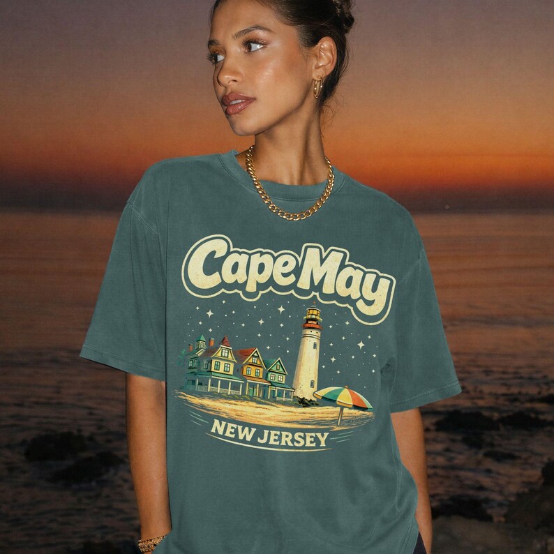 Cape May Lighthouse Beach T-Shirt | New Jersey Shore | Cape May NJ | Atlantic Ocean, Delaware Bay | Lewes Ferry | Wildwood NJ | Stone Harbor