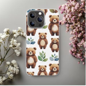 Cute Bear Phone Case, Bear Print, Animal Lover Gift, Tough Phone Cover, Kids Gift, Nature Inspired Case, Grizzly Bear, Black Bear Phone Case
