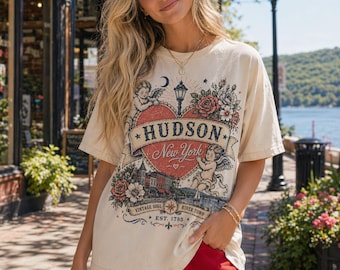 Hudson New York Heart Vintage Cherubs T-Shirt | Hudson, NY | Upstate New York Shirt, Boho Graphic Tee, Boutique Style Shirt, River Town Tee