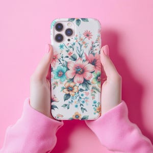 Floral Magnetic Tough Phone Cases, white and pastel colors, coquette and preppy, aesthetic and girly