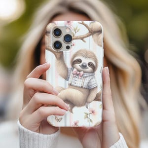 Sloth Magnetic Phone Case, Sloth Lovers Gift, Animal Phone Cover, Coquette Phone Case, Preppy Animal Phone Case