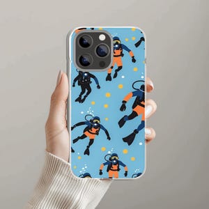 Funda de buceo para teléfono: diseño de buzo, un bonito regalo para amantes del océano, accesorios con temática marina, estilo veraniego, funda submarina.