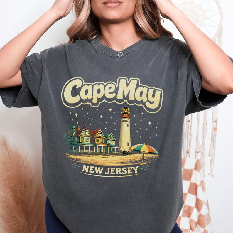 Cape May Lighthouse Beach T-Shirt | New Jersey Shore | Cape May NJ | Atlantic Ocean, Delaware Bay | Lewes Ferry | Wildwood NJ | Stone Harbor