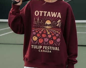 Ottawa Tulip Festival Crewneck Sweatshirt | Oversized Canada Sweatshirt, Spring Event Apparel, Festival Gear, Garden Gift, Flower Shirt