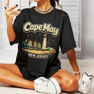 Cape May Lighthouse Beach T-Shirt | New Jersey Shore | Cape May NJ | Atlantic Ocean, Delaware Bay | Lewes Ferry | Wildwood NJ | Stone Harbor