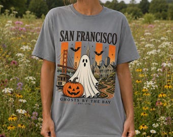 San Francisco Halloween Tshirt: Ghosts, Bats, Golden Gate Jack-O-Lantern, Trick-or-Treat, Spirits, Fall October, Ghost Haunted California