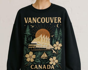 Vancouver Canada Vintage Graphic Crewneck Sweatshirt | Canada Sweater | Warm Long Sleeve Canadian Shirt | Gift for Travel | Oh Canada
