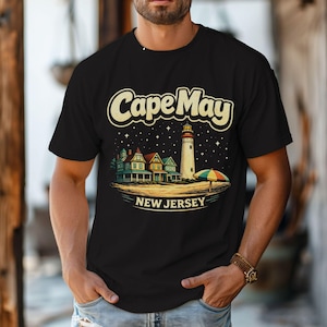 Cape May Lighthouse Beach T-Shirt | New Jersey Shore | Cape May NJ | Atlantic Ocean, Delaware Bay | Lewes Ferry | Wildwood NJ | Stone Harbor