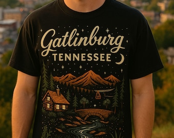 Gatlinburg Tennessee Cabin T-shirt | Smoky Mountains Scenic Tee | TN Tshirt | Appalachian Mountain Shirt | Vintage Retro Gatlinburg Top
