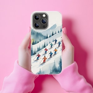 Skier Phone Case, Winter Sports Tough Cases, Mountain Skier Design, Skiing Snowboarder Gift, Snowy Mountain Phone Cover, Ski Lover