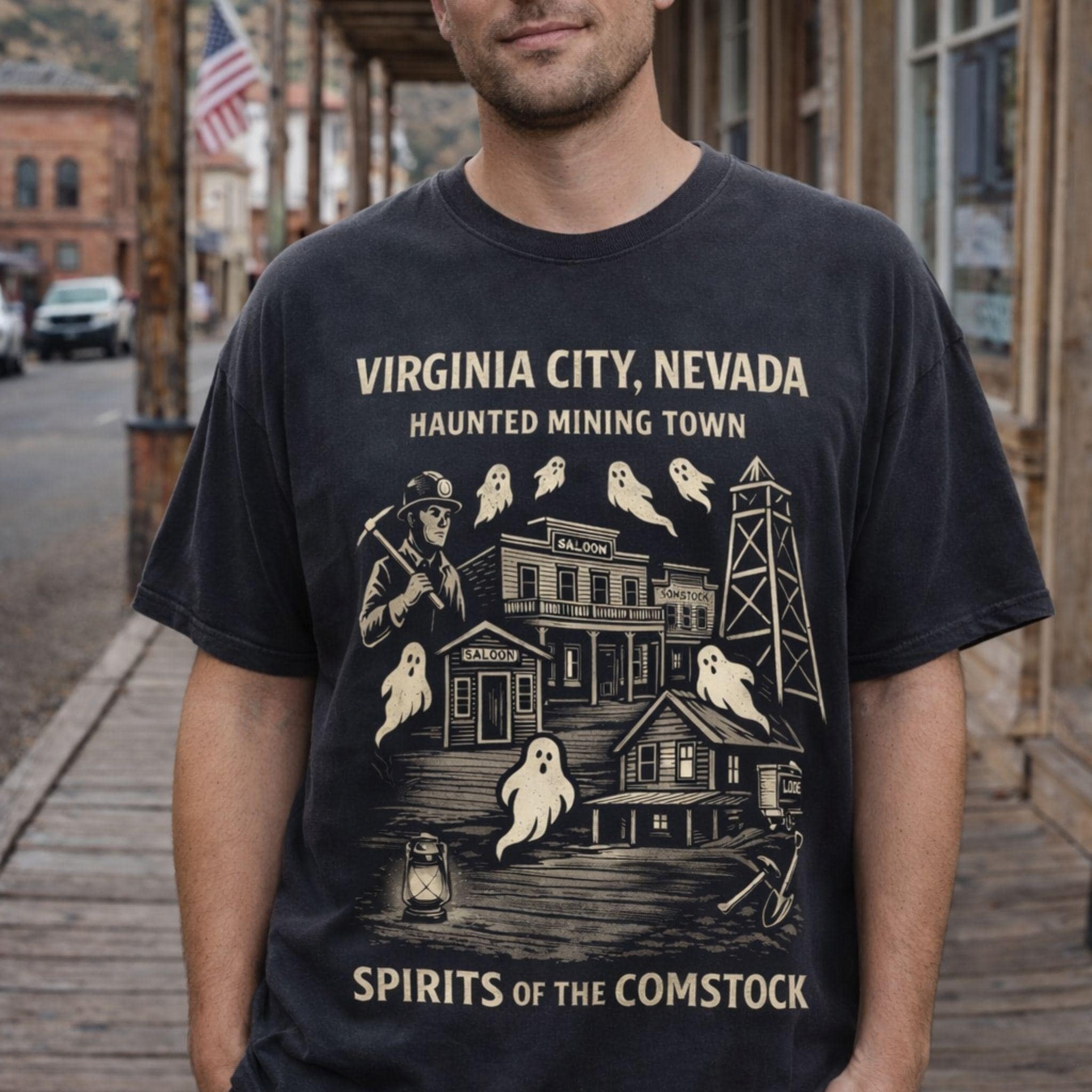 Virginia City Haunted Mining T-shirt | Comstock Spirits | Virginia