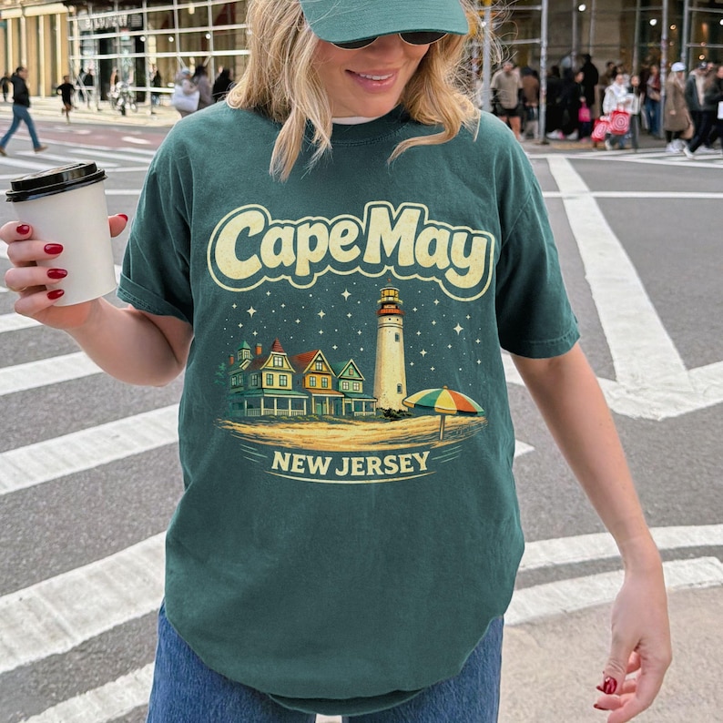 Cape May Lighthouse Beach T-Shirt | New Jersey Shore | Cape May NJ | Atlantic Ocean, Delaware Bay | Lewes Ferry | Wildwood NJ | Stone Harbor