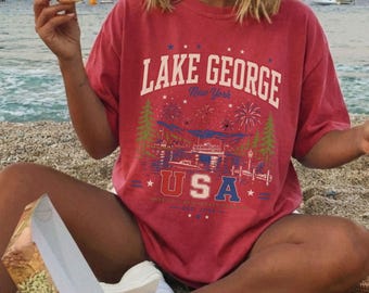 Lake George USA fireworks lake T-shirt | Lake George NY | New York July 4th | USA Shirt | Independence Day Tee | Freedom, American Pride