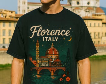Florence Italy T-Shirt | Duomo Ponte Vecchio Shirt | Italian Tshirt | Europe | European Jumper | Florence Italy Night Top | Comfort Colors