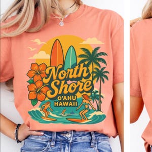 Hawaii Shirt, 70s Surfing Tee, Oahu Vintage Design, Tropical Surf T-Shirt, Surf Tee, North Shore Hawaii Inspired Shirt, Vacation Wear, Beach