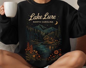 Lake Lure North Carolina-sweater met ronde hals | Mountain Town NC-shirt | Lake Life North Carolina | Varen Vissen