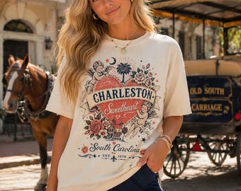 Charleston Sweetheart Heart T-Shirt | South Carolina Vintage Cherubs | SC Lowcountry Tee | Boho USA Tee, American Love | 4th of July