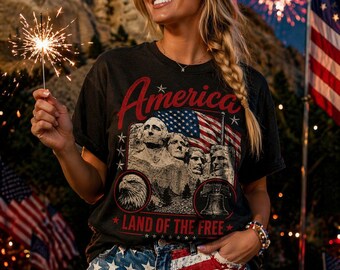 America Mount Rushmore Flag T-shirt | Land of the Free | American Pride Tee | 4th of July, Independence Day Shirt, USA Tshirt, South Dakota