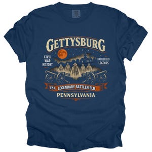 Gettysburg Battlefield Graphic T-shirt | Pennsylvania Civil War History | Gettysburg PA | Ghost, Haunted Shirt | Halloween | Battlefield Tee