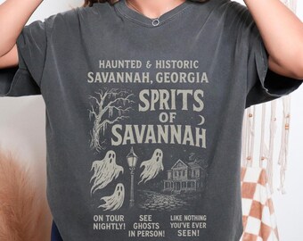 Haunted  & Historic Savannah Ghost Tour T-shirt, Oversized Scary Tee for Halloween, Souvenir Shirt, Ghost Lover Gift, Spooky Travel Apparel