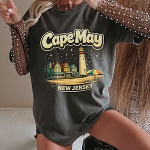 Cape May Lighthouse Beach T-Shirt | New Jersey Shore | Cape May NJ | Atlantic Ocean, Delaware Bay | Lewes Ferry | Wildwood NJ | Stone Harbor