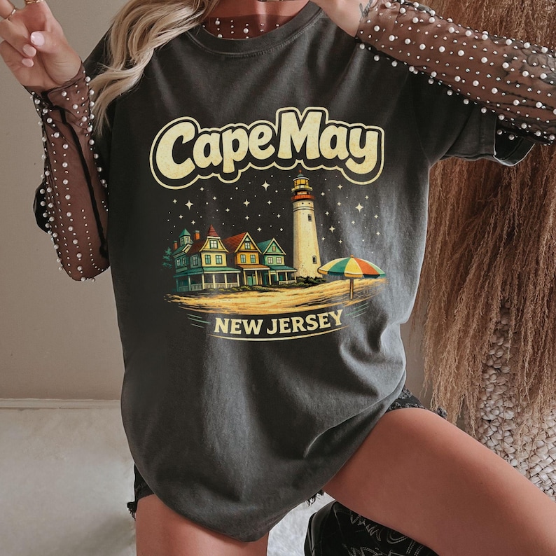 Cape May Lighthouse Beach T-Shirt | New Jersey Shore | Cape May NJ | Atlantic Ocean, Delaware Bay | Lewes Ferry | Wildwood NJ | Stone Harbor