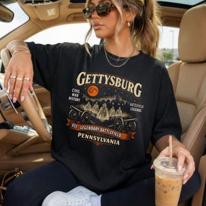 Gettysburg Battlefield Graphic T-shirt | Pennsylvania Civil War History | Gettysburg PA | Ghost, Haunted Shirt | Halloween | Battlefield Tee
