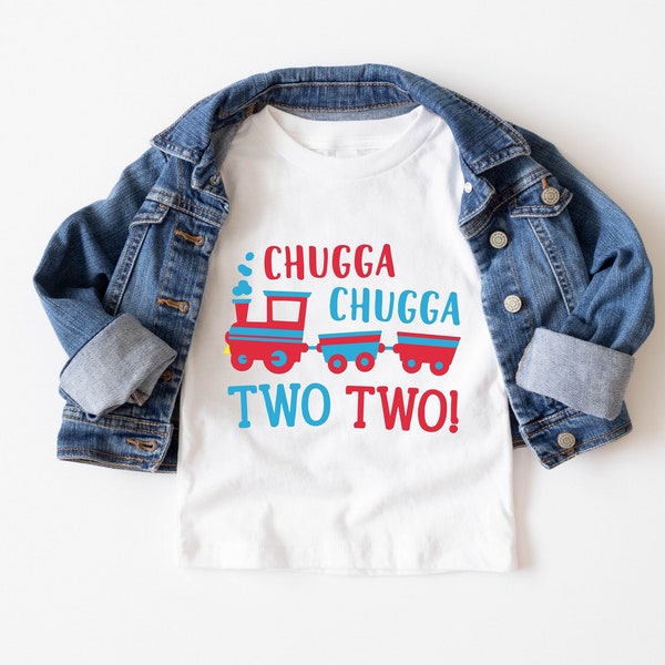 Chemise pour tout-petits de deux ans, deuxième fête d'anniversaire, cadeau d'anniversaire de train pour tout-petits, chemise pour enfants Chuga Chuga Two Two Train, cadeau d'anniversaire pour garçon