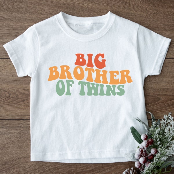 Big Brother of Twins Shirt, Big Bro to Twins Tee, Retro Big Brother T-Shirt, Big Bro Toddler Shirt, Big Brother Reveal Tee, Big Brother Gift