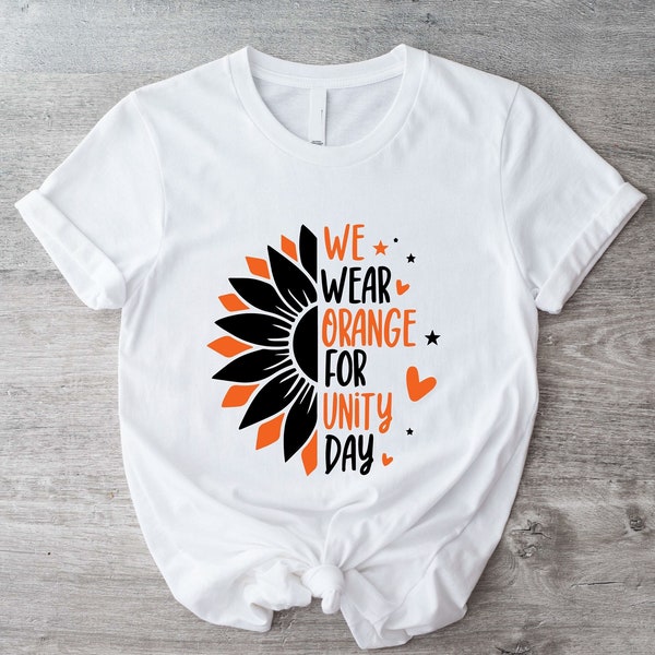 Usamos naranja para la camisa del Día de la Unidad, camiseta antibullying, camisa de medio girasol, camiseta de prevención del acoso, regalo del Día de la Unidad, camisa de bondad