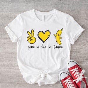 Peace Love Bananas Shirt, Banana Lovers Tshirt, Fruit Lover Shirt, Cadeau voor vriend, Fresh Banana Shirts, Vegan Tee, Banana Themed Fan Tees