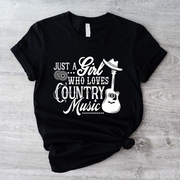 Juste une fille qui aime la chemise de musique country, chemise de concert country, chemise de musique de guitare, tee-shirt de musique occidentale, cadeau d'amant de musique country.