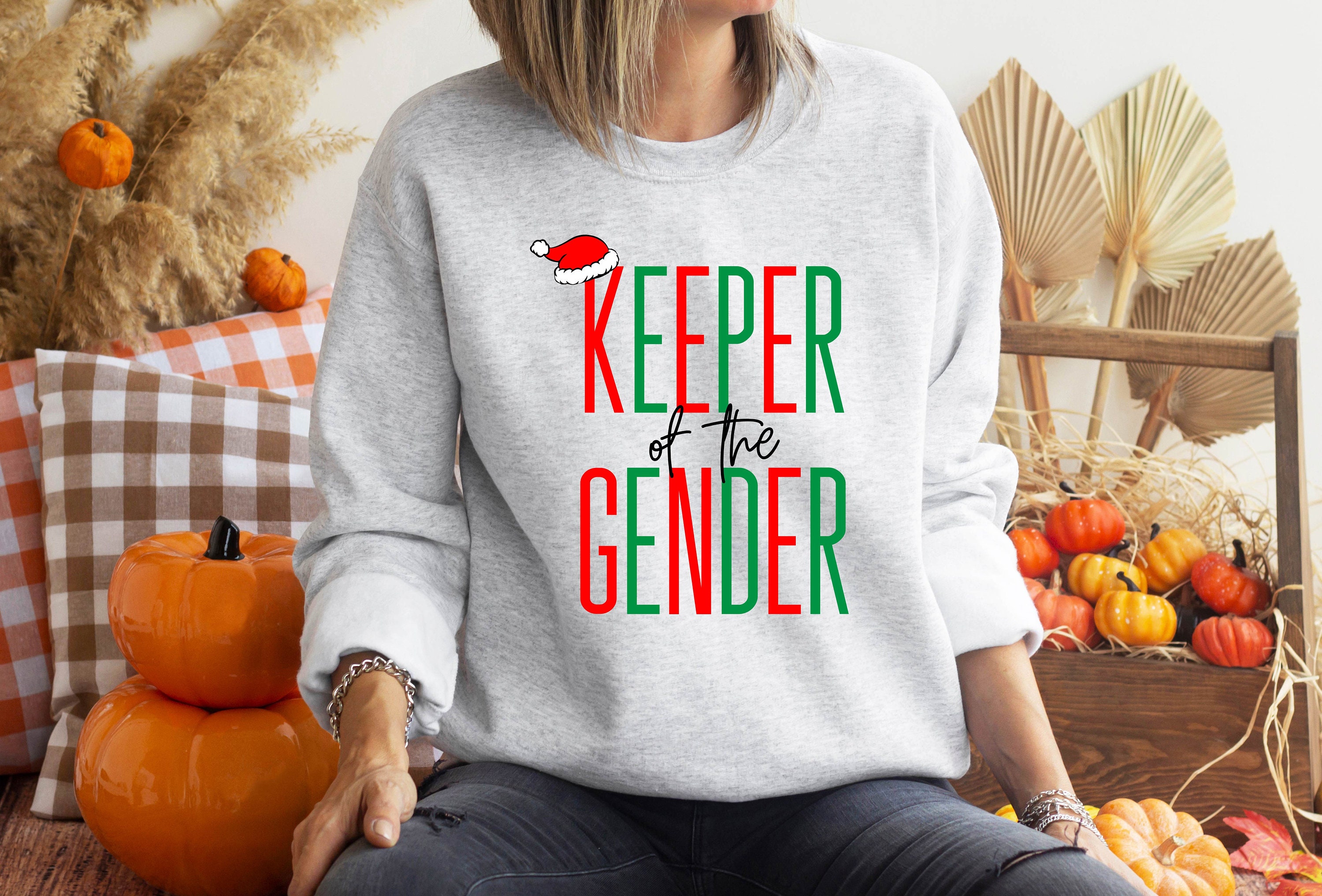 Discover Christmas Keeper Of The Gender Sweatshirt, Christmas Baby Announcement