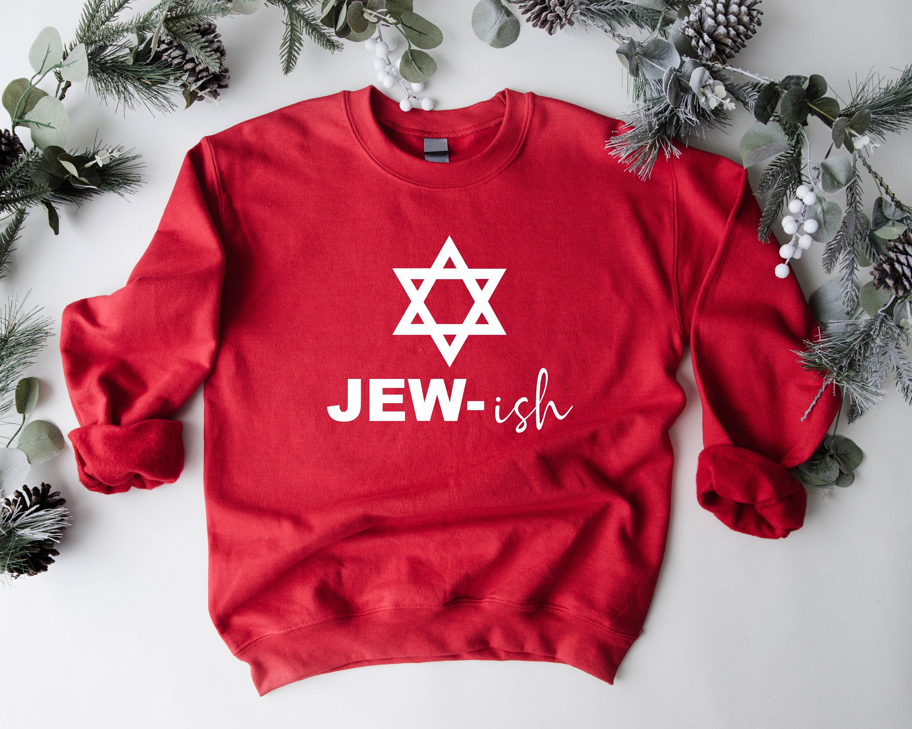 Discover Jewish Sweatshirt, Hanukkah Jew-ish Sweater,Hanukkah Matzo Ball Dreidel Menorah