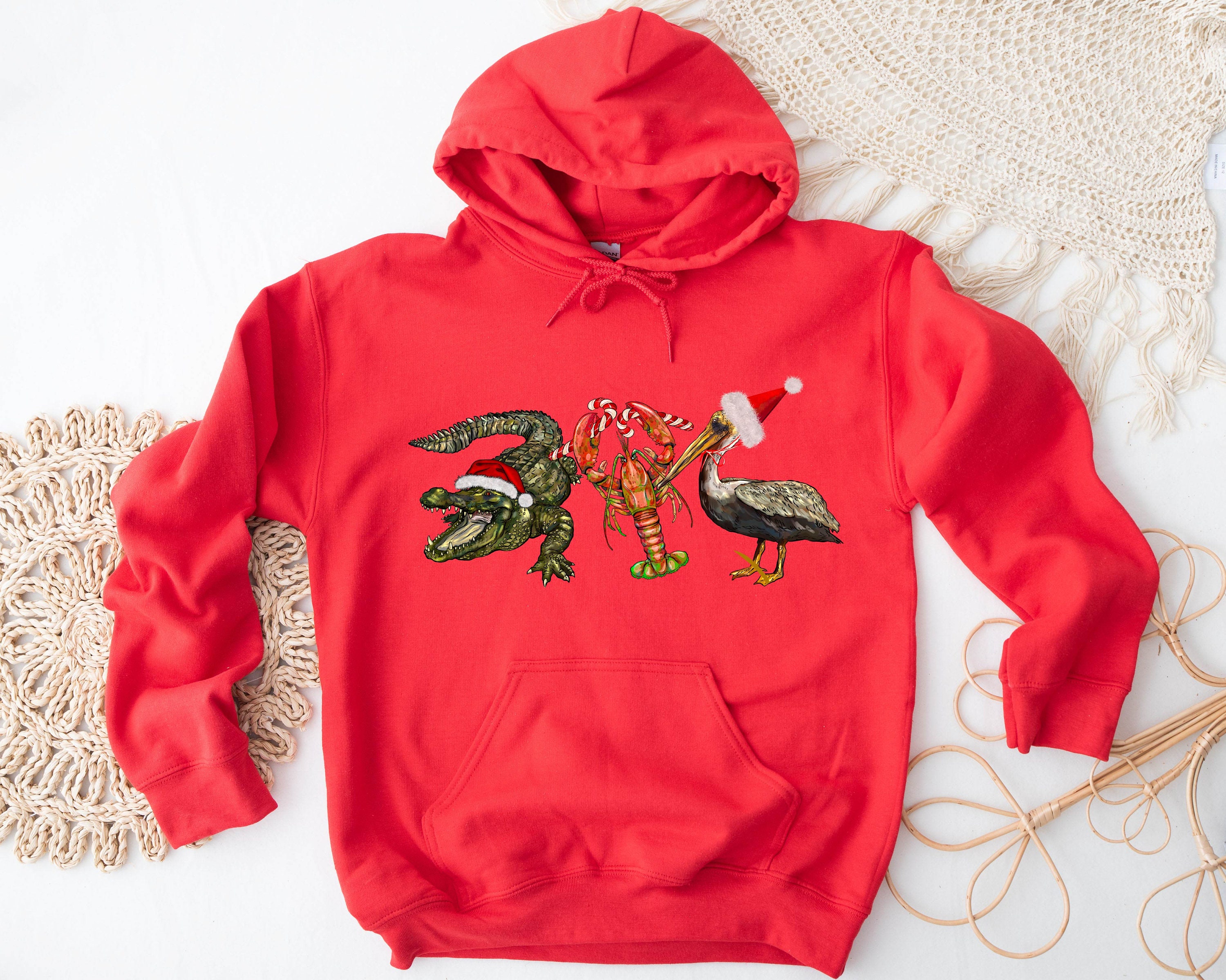 Discover Cajun Christmas Sweatshirt, Christmas Alligator Pelican Crawfish