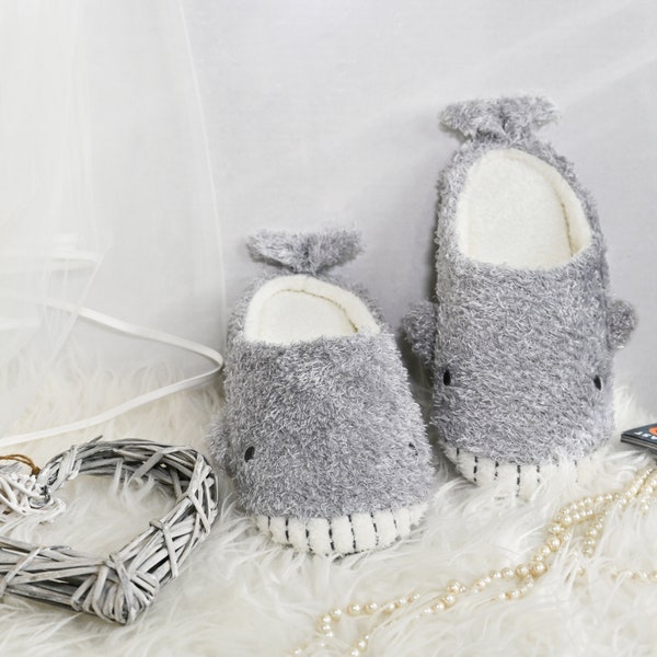 Cozy Whale Slippers for Couple Gift Boyfriend Birthday Gift for him Fall Fluffy Cute Quiet Slippers New Home Gifts