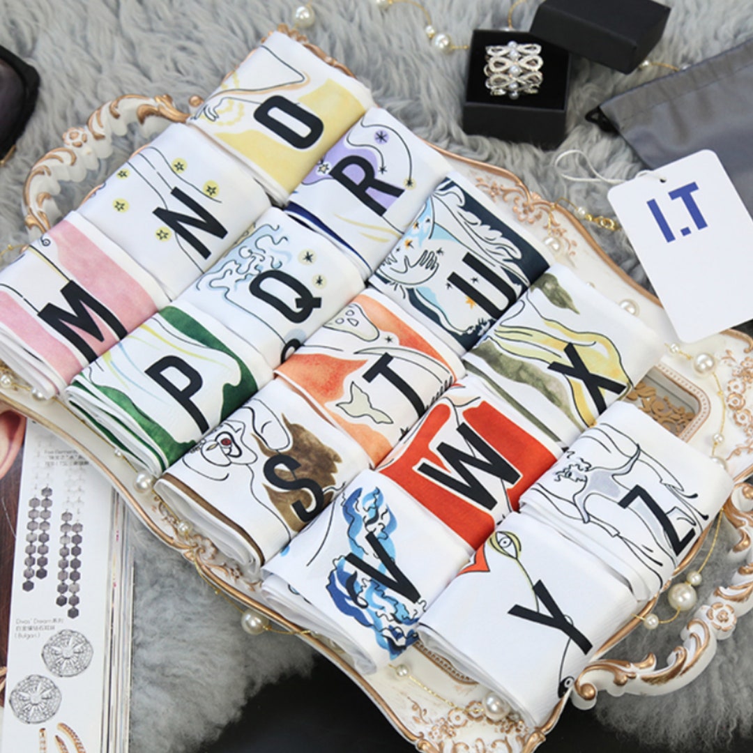 Initial Scarf Handbag Initial Handle Ribbon Scarf Purse Scarf Band Hair Neckerchief ...