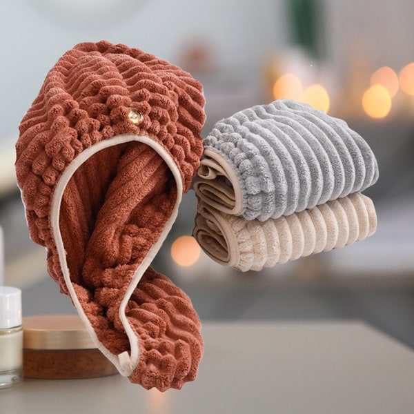 Luxurious Microfiber Hair Drying Towel Cap Quick Dry Turban Hair Turban Women Bath Towel Dry Hair Hat Hair Care Accessory Spa Gift for Her