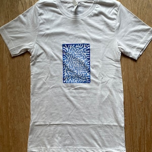 Coral - Block Print Shirt, Blue and White, Unisex