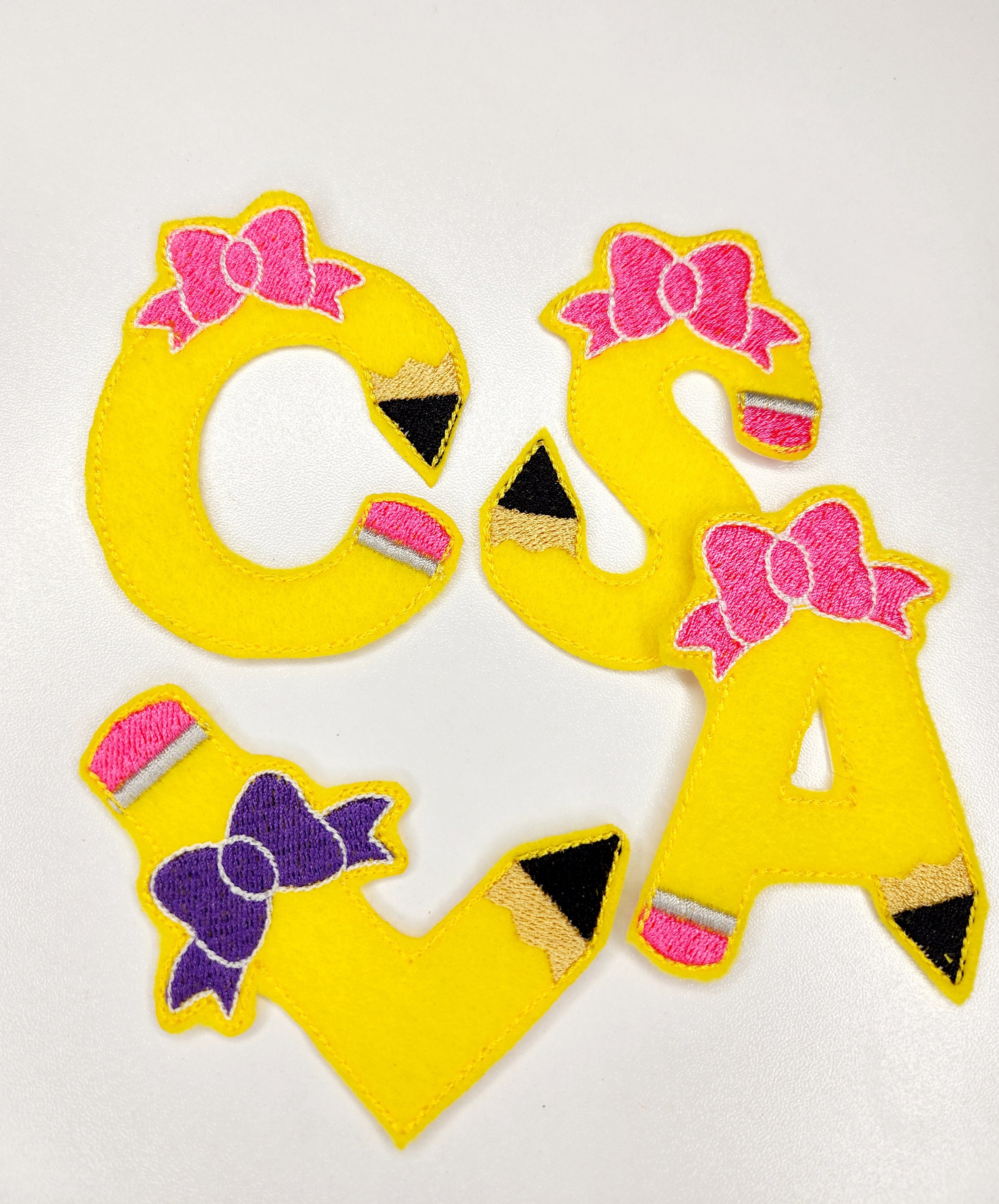 School Pencil Letter Patch | School Iron On Patch | Back to School Patch | Pencil Patch