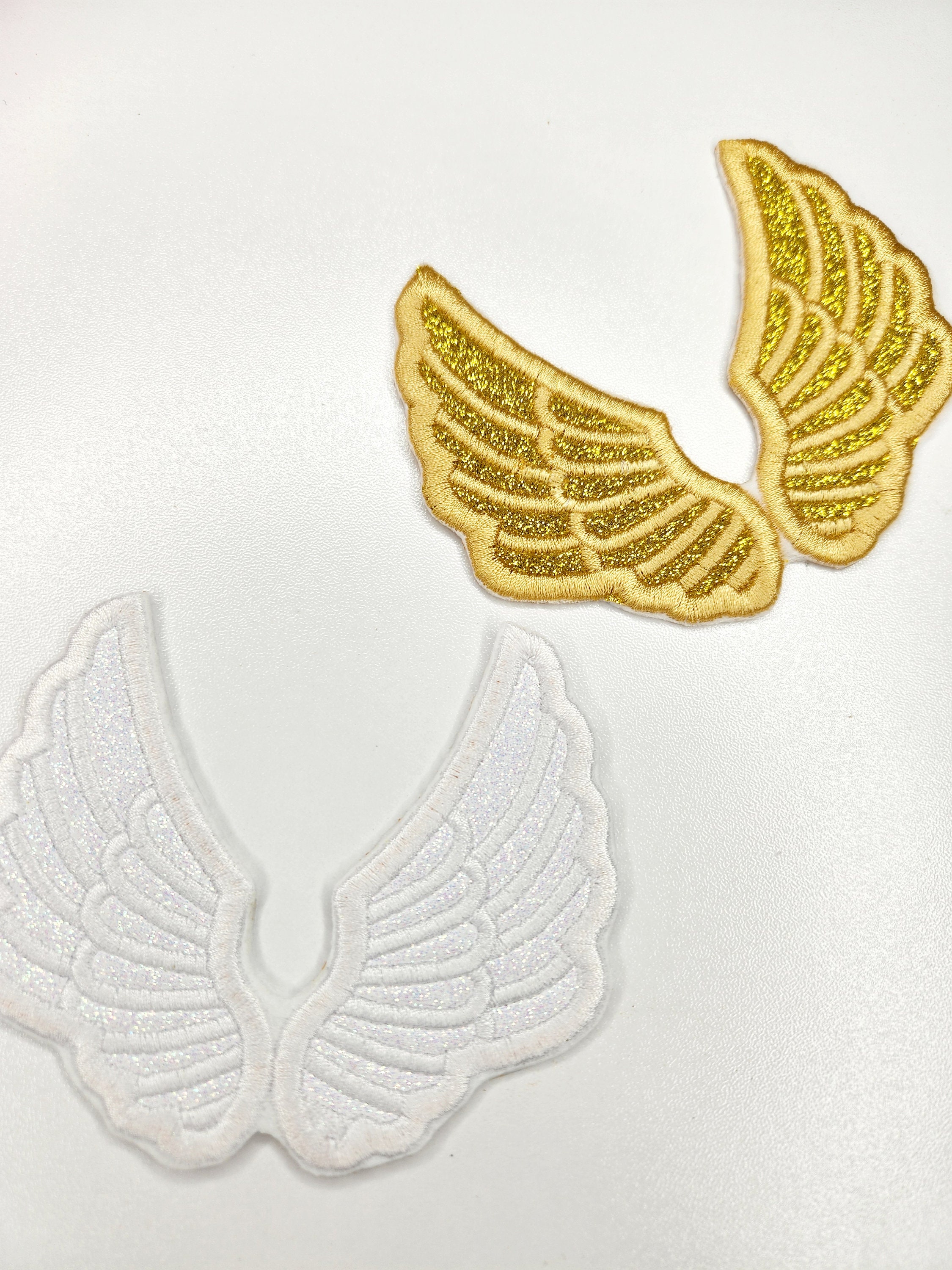 Sequin Angel Wings Iron on Patch, Gold and Silver Angel Embroidery Patches  for Denim Jacket, Patches for Jeans, Patches Set 