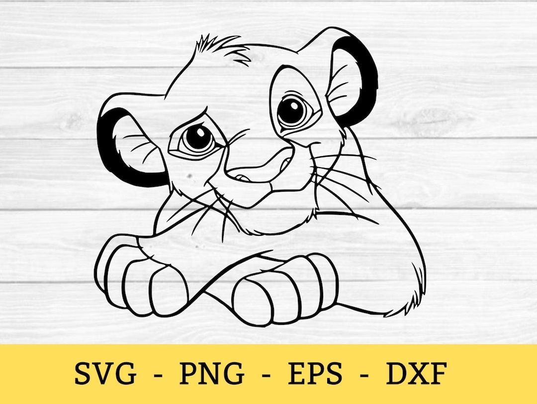 Simba Outline Cute - the Lion King - Digital Download, Instant Download ...