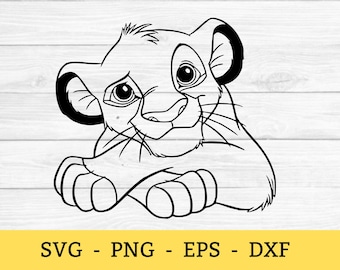 Simba Outline Cute - The Lion King - Digitale download, Instant Download, inclusief svg-, dxf-, pdf-, eps- en png-bestanden!