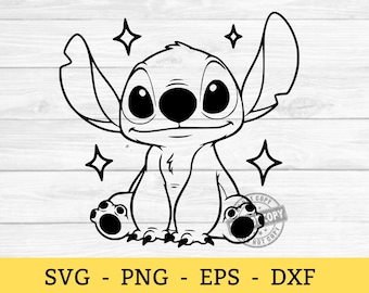 Stitch digitale SVG, stitch clipart, stitch eps, schattige SVG, gesneden bestanden voor de Cricut, Blue Alien PNG, Stitch svg dxf png eps, Instant Download